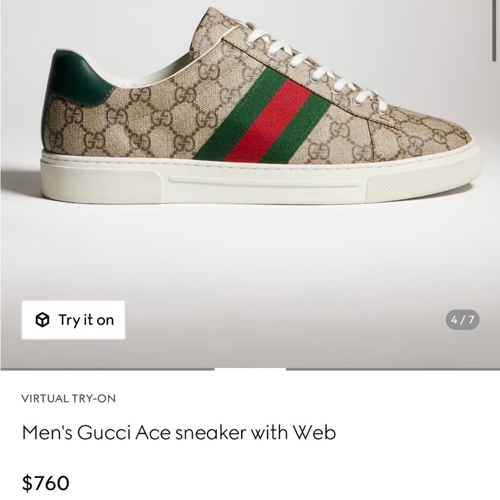 Men's Gucci Ace Sneaker, Brand New in Box | Beige & Ebony GG Supreme Size 11 - Picture 8 of 8